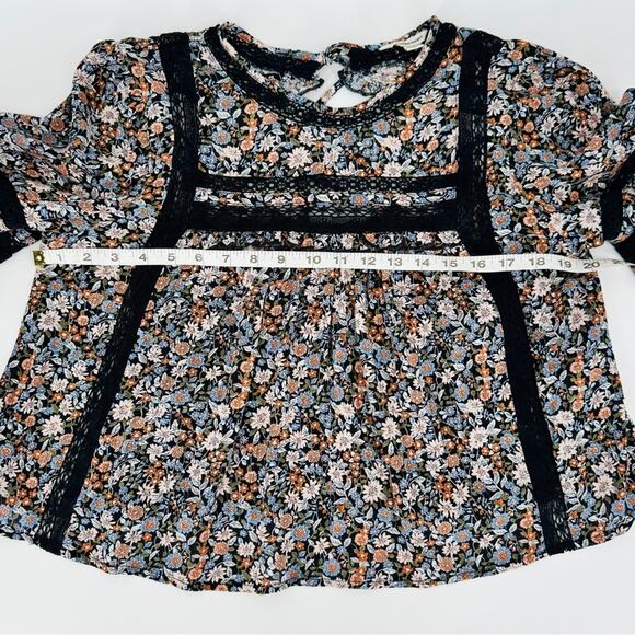 American Eagle Open Back Floral Blouse Long Sleeve Top Size S - Picture 12 of 12